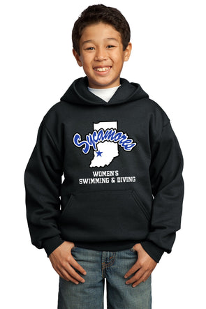 Port & Company® Youth Sycamores Women's Swimming & Diving Core Fleece Hooded Sweatshirt